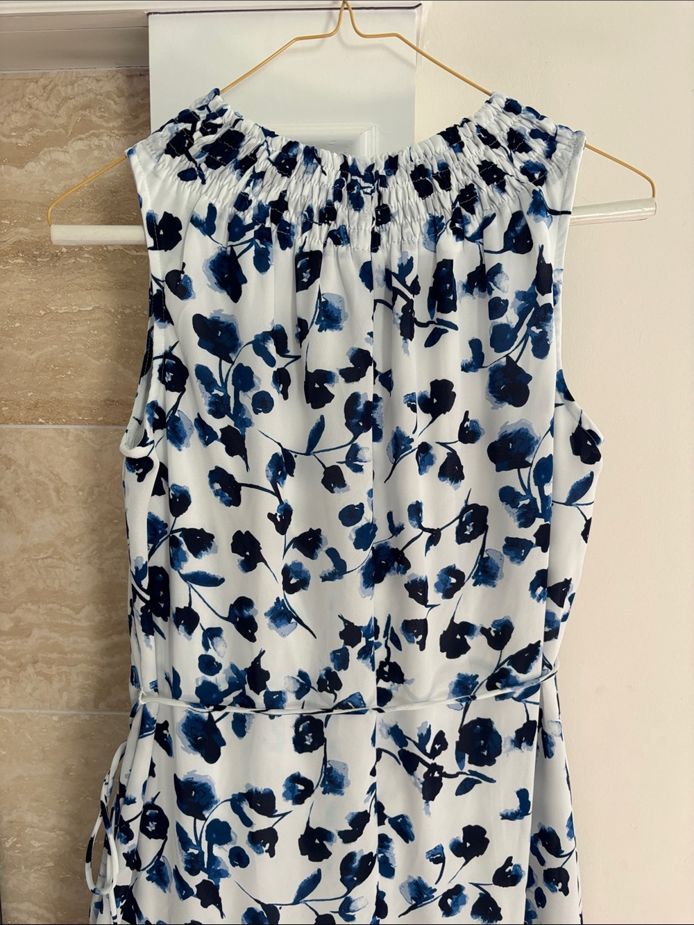 Elizabeth and James White Maxi Dress with Navy Floral Print - Picture 7 of 7